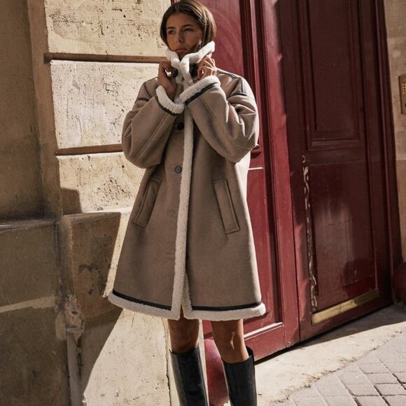 ZARA BUTTONED DOUBLE FACED COAT - Picture 1 of 8
